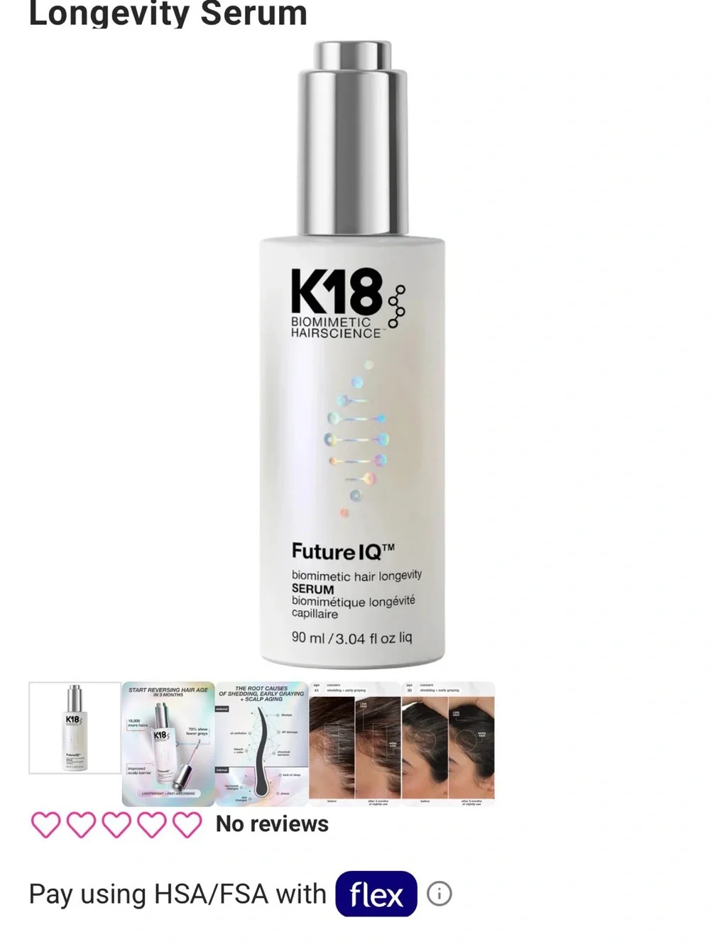 K18 Future IQ Biomimetic Hair Longevity Serum - White